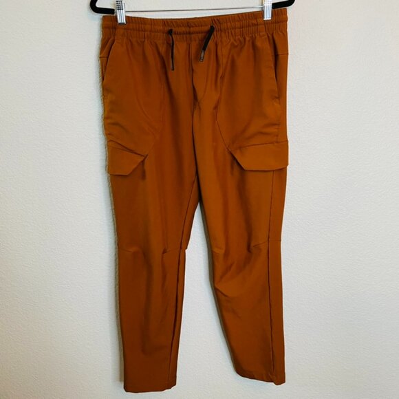 FLX Pants - FLX Rust Orange Stretchy Athletic Cargo Casual Elastic Drawstring Pants | Medium